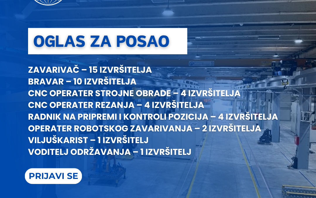 GS-TMT d.o.o. – Poslovna jedinica broj 3 GS-RAMA objavljuje oglas za više radnih mjesta